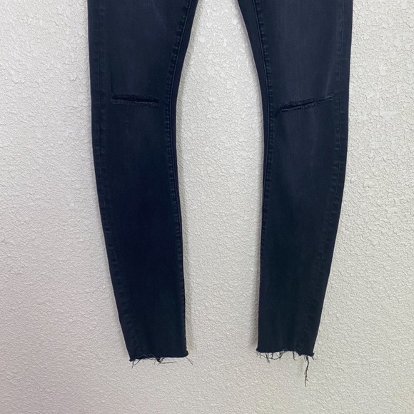 One Teaspoon Freebird Skinny Jeans Womens size 26 Black Split Knee Frayed - Picture 7 of 11